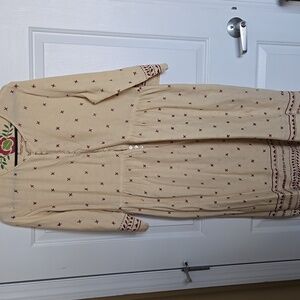 Gudrun Sjoden Cream Long Sleeve Dress with Floral Design